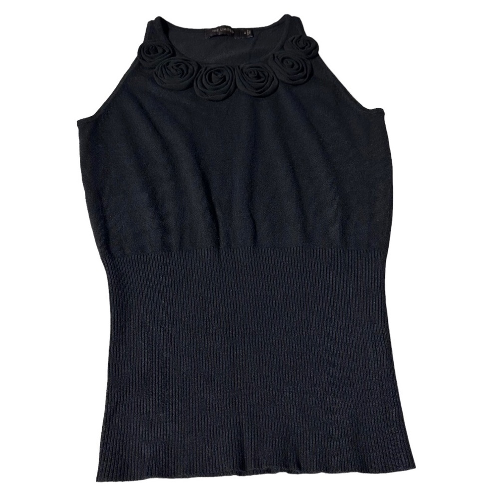 SOLD - The Limited Rosette Rib Knit Halter Tank Top